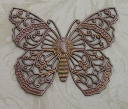 Vintage Patina Copper  Plated Butterfly Thread Winder